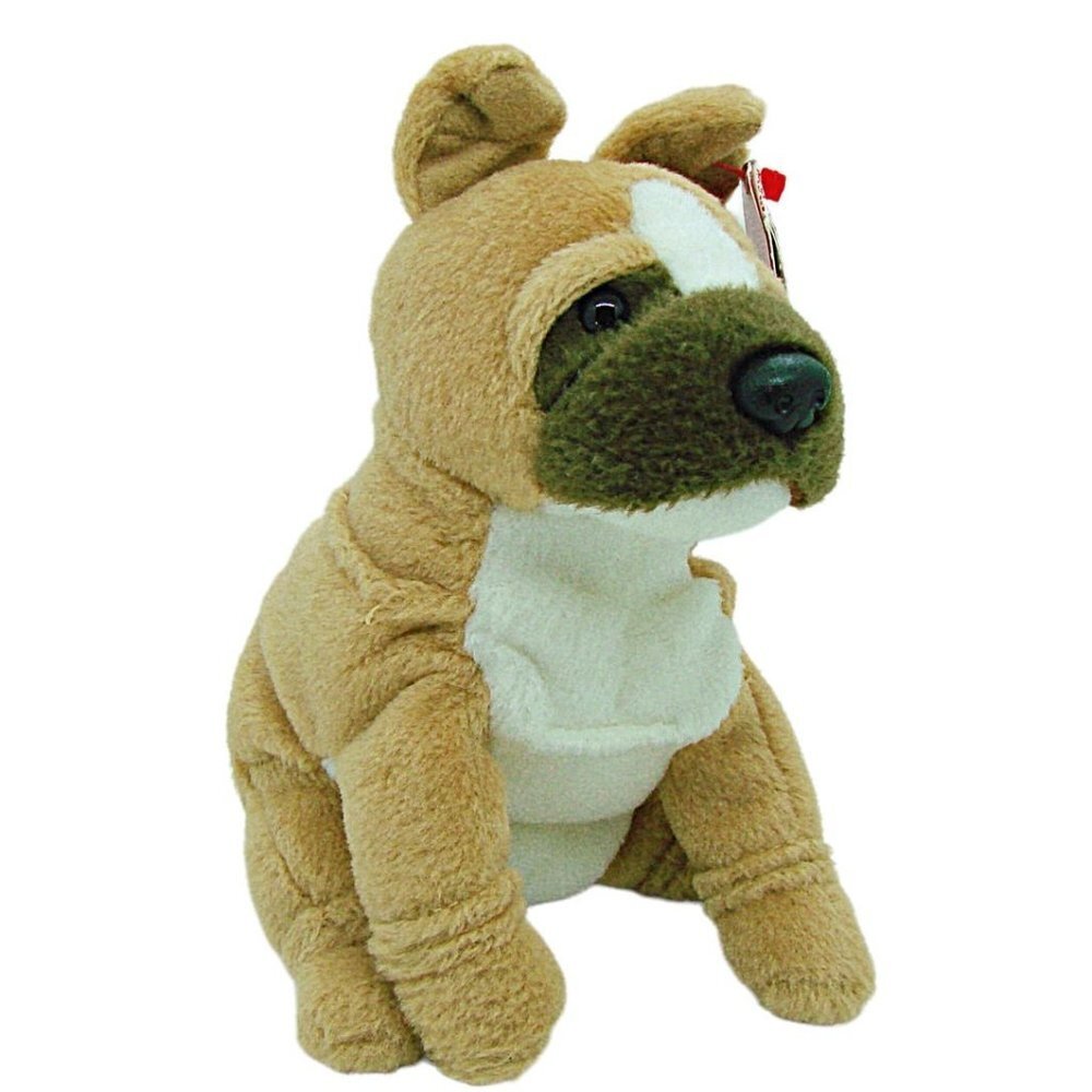 Ty Beanie Baby 2.0 Collection Cargo The Bull Dog 2008 Tan Animal Plush Toy 6x4"